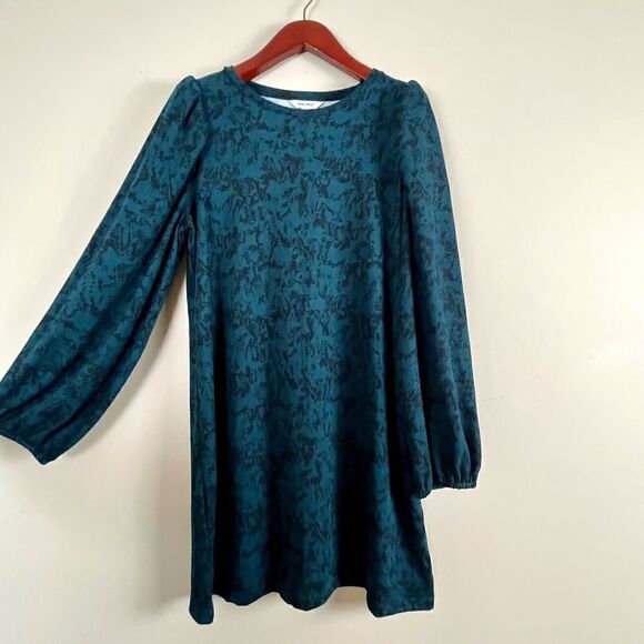 NINE WEST XXL DARK GREEN Black Snake Long Puff Balloon Sleeve Sweater Dress - Picture 5 of 13